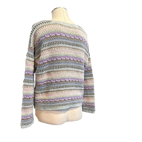Vintage Purple Stripe Crochet Sweater Women Large Artsy Indie Sleeze Craftcore - Picture 14 of 15